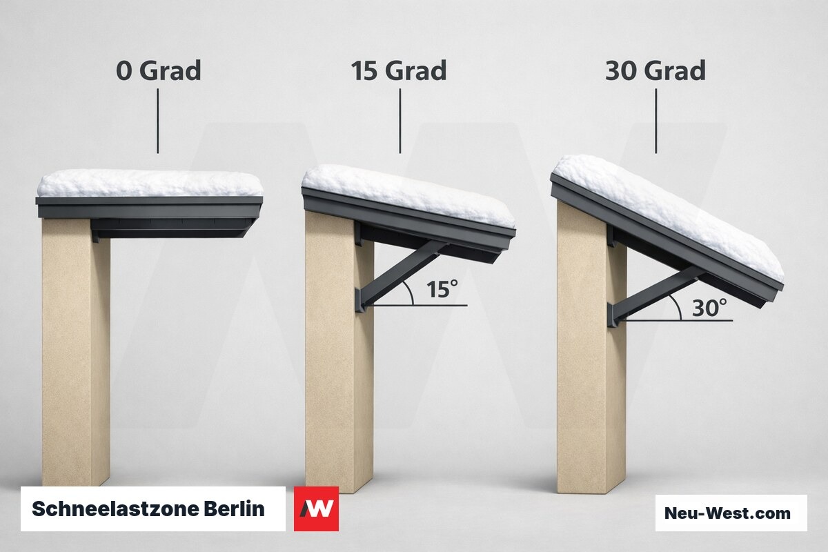Schneelastzone Berlin: Formbeiwert µ nach Dachneigung – Erklär-Grafik (NEUWEST Berlin)