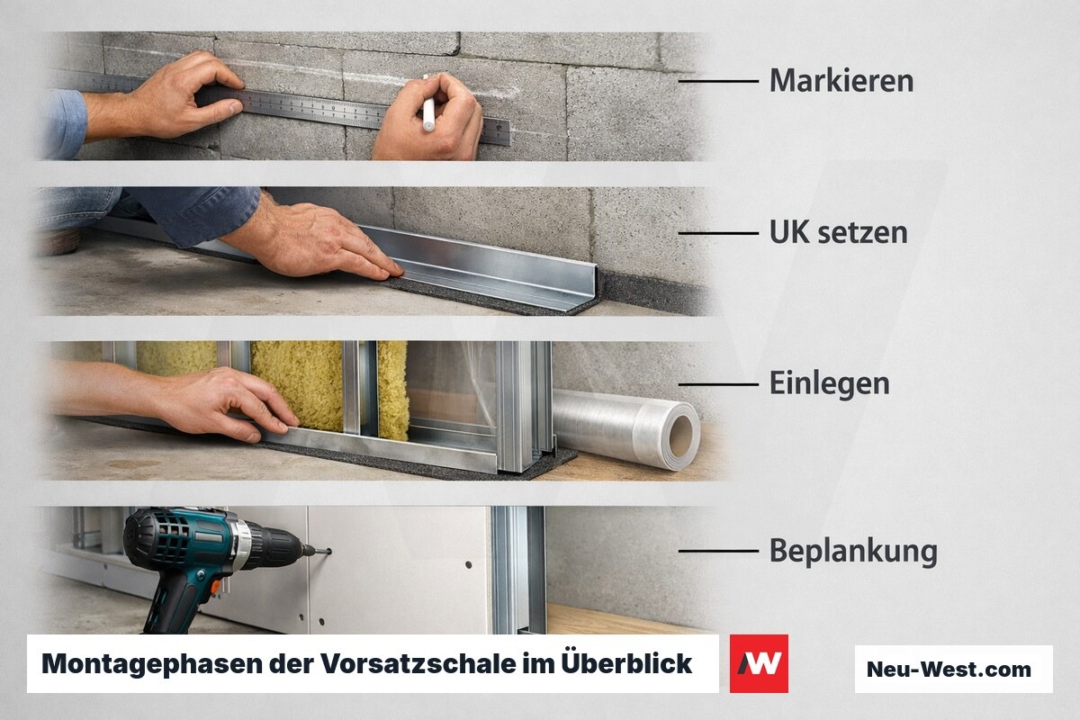 Montagephasen der Vorsatzschale im Überblick – Erklär-Grafik (NEUWEST Berlin)