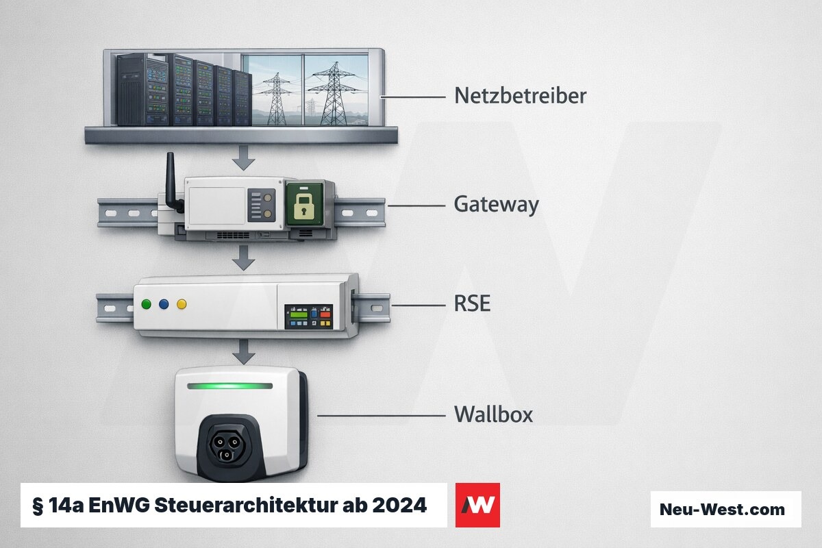 § 14a EnWG Steuerarchitektur ab 2024 – Erklär-Grafik (NEUWEST Berlin)