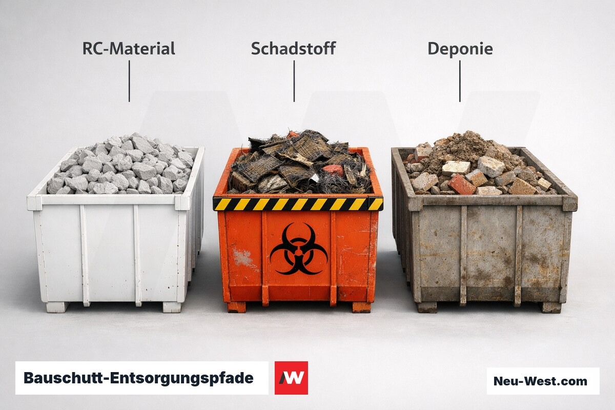 Bauschutt-Entsorgungspfade: AVV-Klassifizierung – Erklär-Grafik (NEUWEST Berlin)