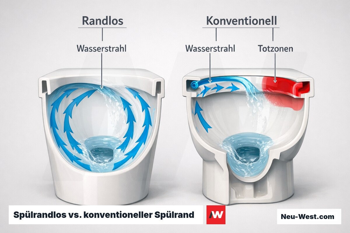 Spülrandlos vs. konventioneller Spülrand — Querschnittvergleich – Erklär-Grafik (NEUWEST Berlin)