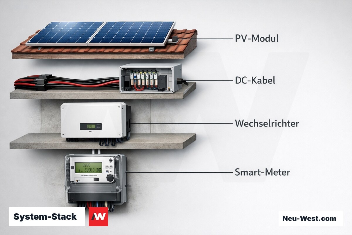 System-Stack: Netzkonformität beim Wechselrichter-Tausch – Erklär-Grafik (NEUWEST Berlin)
